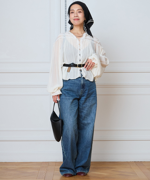 IENA LA BOUCLE リバーレース ローンブラウス キャメル IENA - IENA LA 