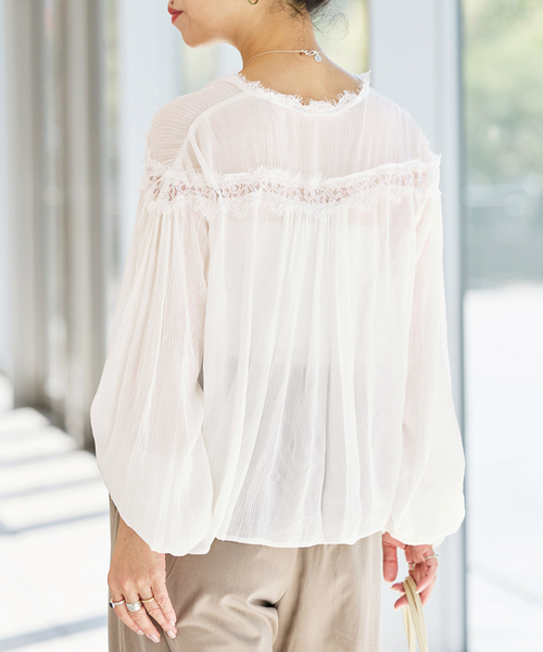 IENA LA BOUCLE（イエナラブークル） ブラウス シャツ 楊柳レース