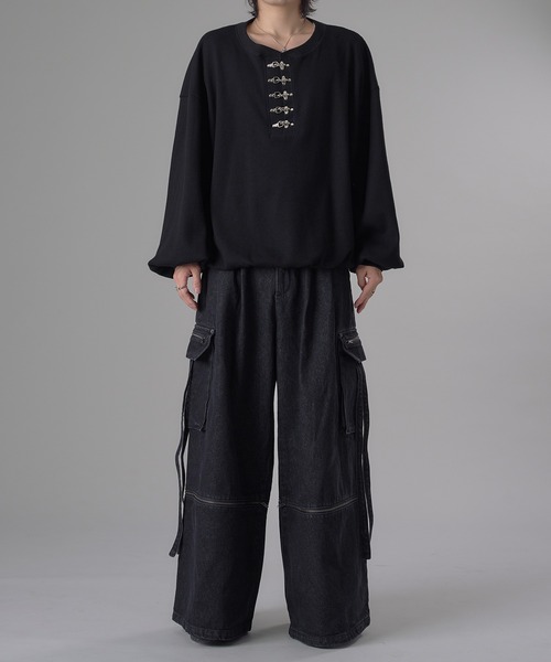 「狐独」 「ellno loset」長袖Tシャツ MEDIUM ブラック メンズ_画像8