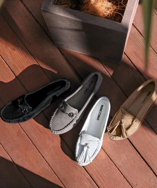 「Minnetonka」 モカシンシューズ 5 グレー レディース_画像4