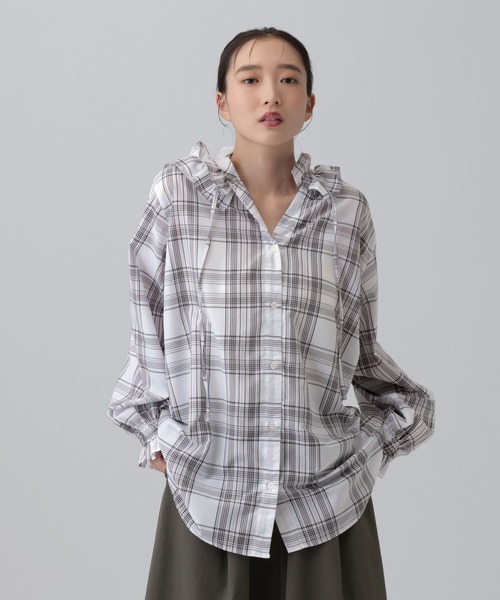 LEPSIM フーディシャツ長袖チュニック チェック LEPSIM（レプシィム） ブラウス シャツ フーディシャツ長袖チュニック