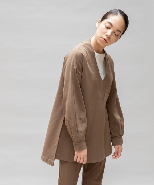 tシャツ 「Liyoca」ミラノリブVネックロングプルオーバー レディース