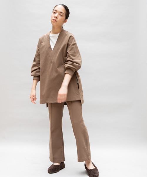 tシャツ 「Liyoca」ミラノリブVネックロングプルオーバー レディース Liyoca tシャツ 「Liyoca」ミラノリブVネックロングプルオーバー