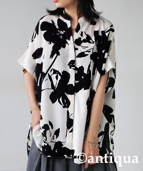 45R★インディゴ花柄タック長袖シャツ 45Rお手前頂戴ブル刺繍の90845星Tシャツ（インディゴ）: WOMEN｜45R
