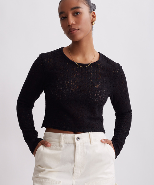 tシャツ Peii Cotton Mesh L/S Top レディース
