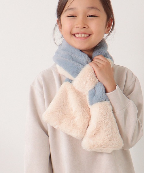 ikka マフラー フェイクファー切り替えマフラー キッズ 子供