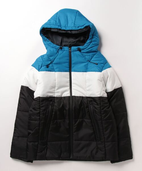 美品⁂マンシングウェア⁂ダウン切替ニットジャケット　アーガイル　トリコロール　M STYLEBLOCK（スタイルブロック） ダウンジャケット ダウン デュスポ