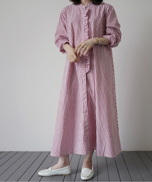 MAISON DE THERESE シャツワンピース ストライプシャツ
