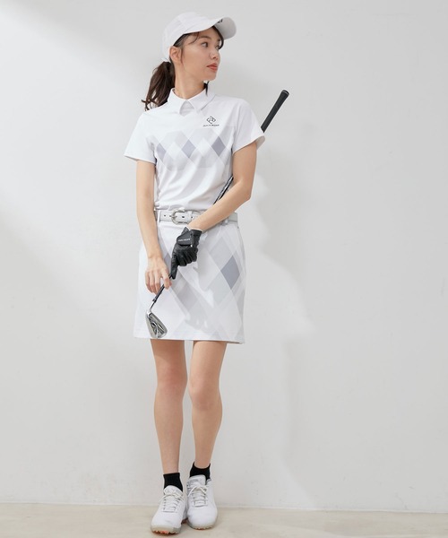 Jun & Ropé 【UV】【接触冷感】デジタルアーガイル柄半袖プルオーバー JUN&ROPE' tシャツ 「UV」「接触冷感」デジタルアーガイル柄半袖