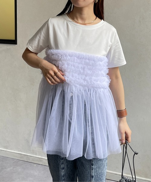 Thevon（ゼヴォン） tシャツ フリルチュールドッキング半袖プル