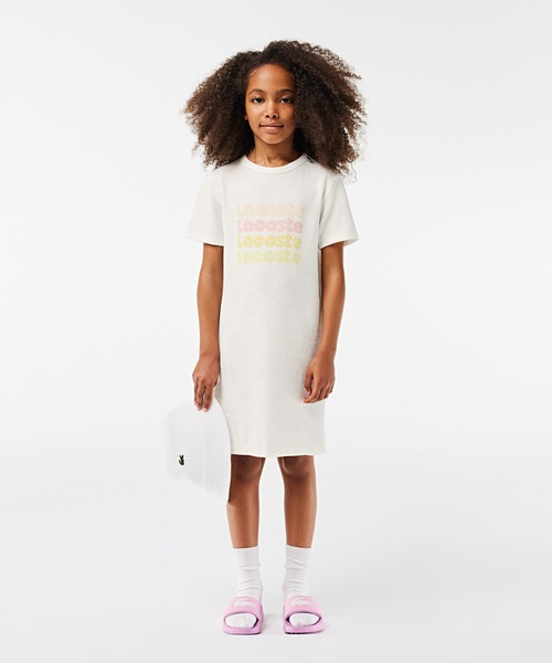 キッドブルー　オーガニックコットンパイル　ワンピース LACOSTE ワンピース オーガニックコットン GIRLSパイル地
