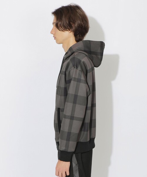 【美品】ブラックレーベルクレストブリッジ 半袖パーカー チェック ブラウン LL クレストブリッジチェックカラミパーカー（カットソー）｜BLACK