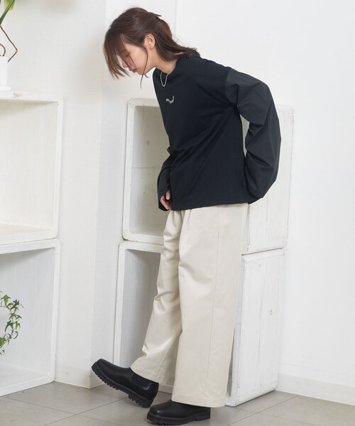 POU DOU DOU（プードゥドゥ） tシャツ 布帛シャーリング袖オーバー 