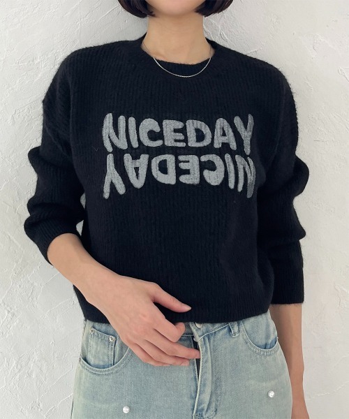 ニット セーター プリントロゴニットトップス レディース : ZOZOTOWN