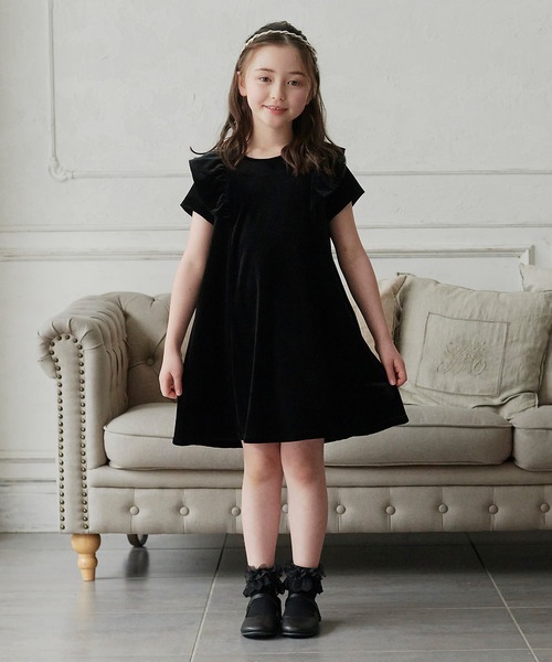 DRESCCO（ドレスコ） ワンピース ブラックベルベットフリルワンピース