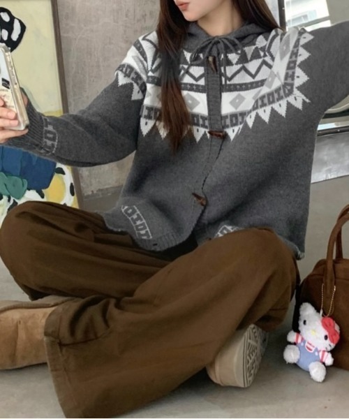 ② オルテガ柄 バンドニット フィッシャーマン アラン ニット 生成り 肉厚 RODEO CROWNS WIDE BOWL | オルテガジャカードニット (ニット ) |SHEL