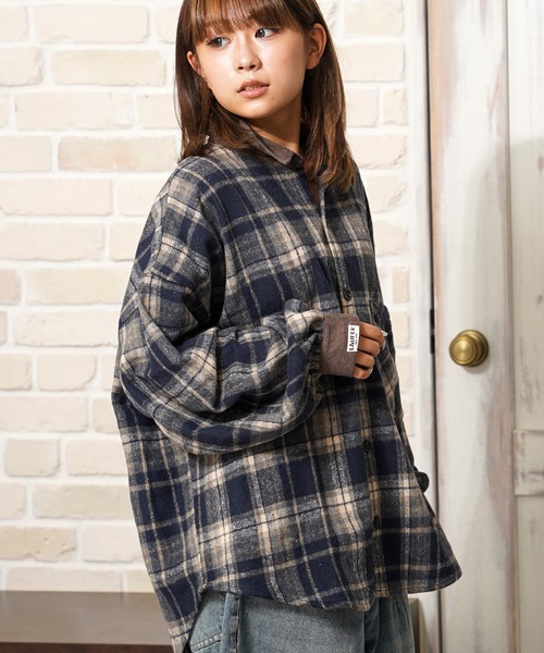 Laufer シャツ 「Laufer」コーデュロイ使い オーバーチェックシャツ