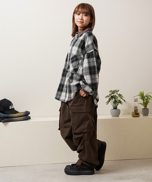Laufer シャツ 「Laufer」コーデュロイ使い オーバーチェックシャツ