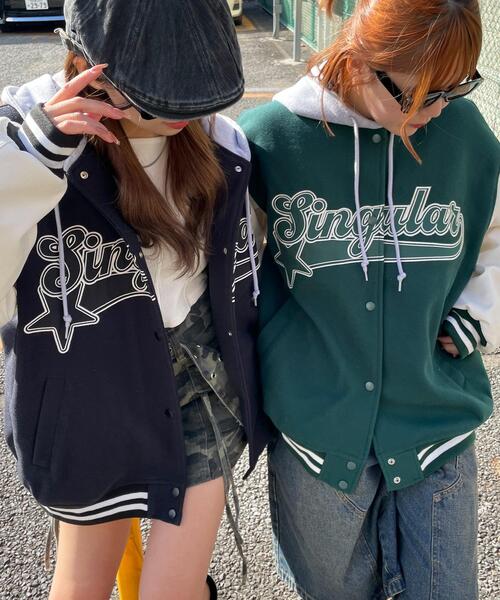 WEGO スタジャン WEGO/フード付ビッグスタジャン レディース