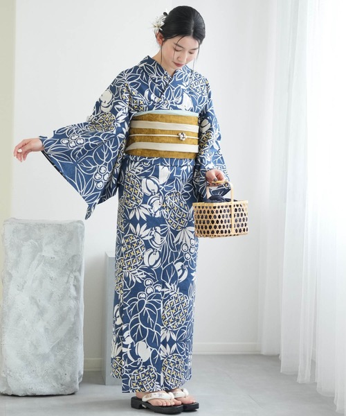 utatane 浴衣 手染め注染浴衣3点セット utatane×注染工房 赤坂紬 青藍