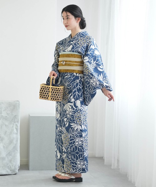 utatane 浴衣 手染め注染浴衣3点セット utatane×注染工房 赤坂紬 青藍