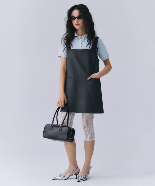 ロゴカットポロトップス GRAY eimy istoire ポロシャツ ポロ ロゴカットポロトップス