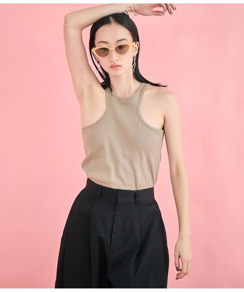 Settimissimo タンクトップ ノースリーブ カップ付き エッジ