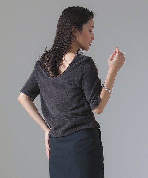 tシャツ バックオープン パイル プルオーバー レディース