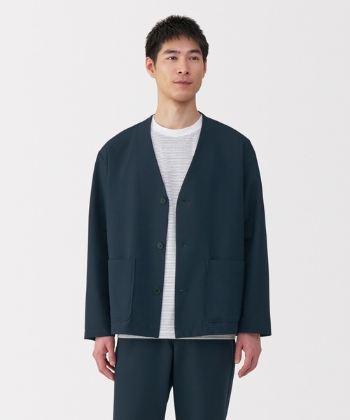 無印　風を通すストレッチカーディガン&パンツセット　 紳士Ｌ　黒 無印良品 カーディガン 紳士 風を通すストレッチサッカー
