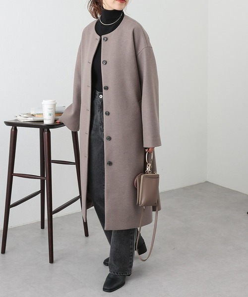 「COLONY 2139」 ノーカラーコート MEDIUM ブラック レディース_画像2