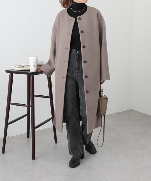 「COLONY 2139」 ノーカラーコート MEDIUM ブラック レディース_画像3