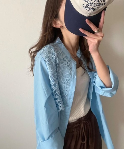 deux amour ブラウス シャツ 胸元レースシャツ レディース : ZOZOTOWN