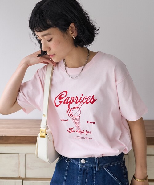 売れ筋商品|||アイヴィ オーク Tシャツ レディース トップス KRISTIN - Basic T-shirt - strawberry cream プリントTシャツ レディース Tシャツ[品番：VCTW0004321