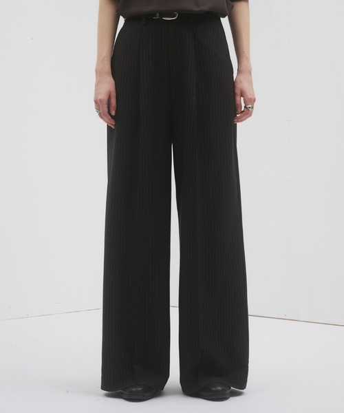 selle glant クロスタックワイドスラックスパンツ ブラック L selle glant スラックス TUCK BAGGY SLACKS/タックバギー
