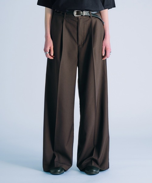 h*s様 un peu different タックワイドバギースラックス ブラッ selle glant（セレグランテ） ワイドパンツ スラックス TUCK BAGGY