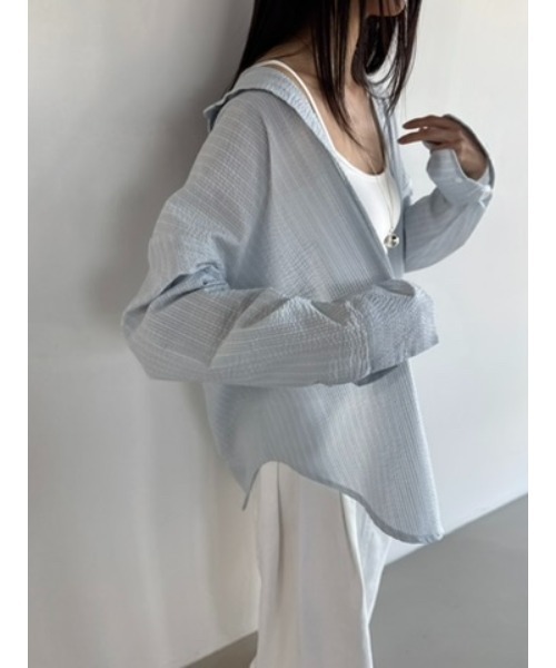 Didot.showroom ブラウス シャツ リンクルストライプオーバー