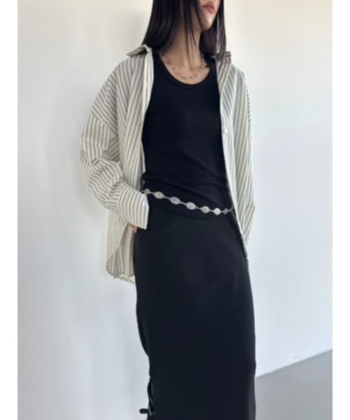 ブラウス シャツ リンクルストライプオーバーシャツ レディース メンズ Didot.showroom ブラウス シャツ リンクルストライプオーバー