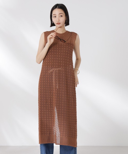 【Milky way】ナンバーニットワンピ シアー ラッフルフリル Vラインネック ニット ワンピース le