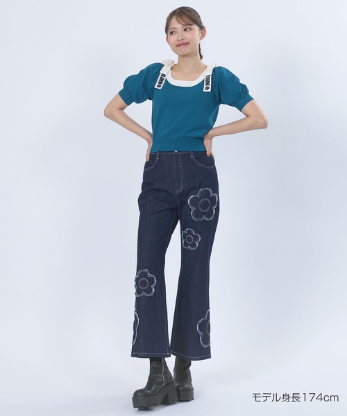 マリークヮントパールデニム パンツ マリークワント MARY QUANT デイジーパッチデニム パンツ