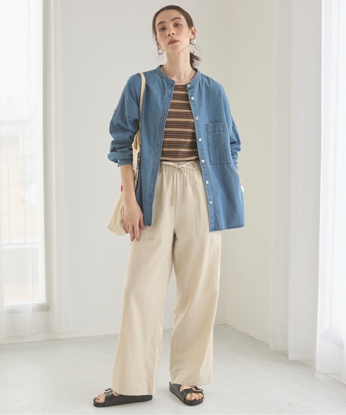 ANGIE タンクトップ ノースリーブ カップ付き マルチボーダー