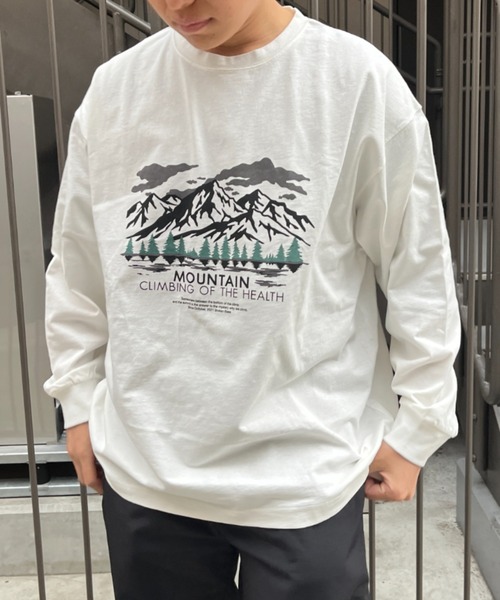 「BROKEN BASE」 長袖Tシャツ MEDIUM 杢グレー メンズ