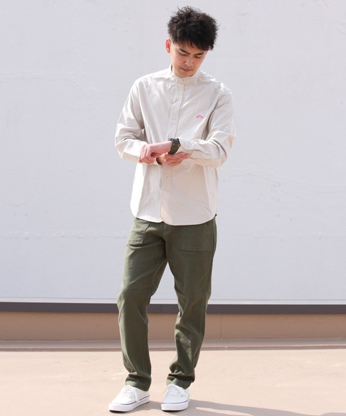 DANTON ストライプ 長袖シャツ 42 ノーカラー DANTON ストライプ 長袖シャツ 42 ノーカラー DANTON 人気 ノー