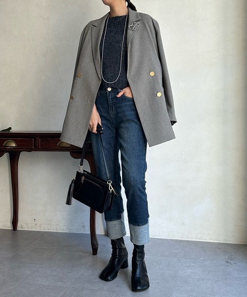 「DouDou」 スキニーデニムパンツ MEDIUM ブルー レディース_画像4