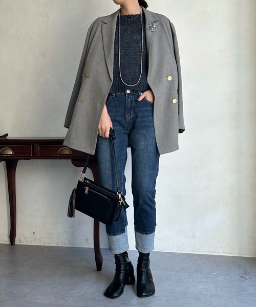 「DouDou」 スキニーデニムパンツ MEDIUM ブルー レディース_画像5