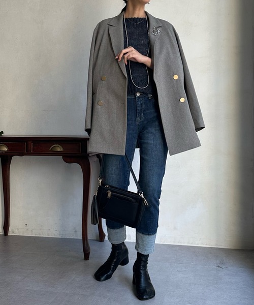 「DouDou」 スキニーデニムパンツ MEDIUM ブルー レディース_画像6