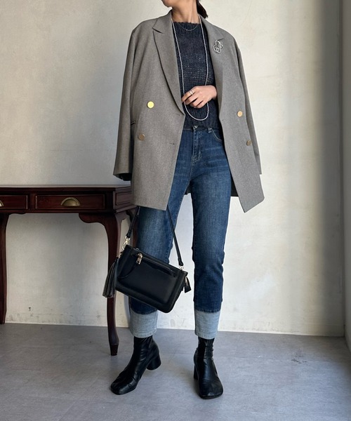「DouDou」 スキニーデニムパンツ MEDIUM ブルー レディース_画像7