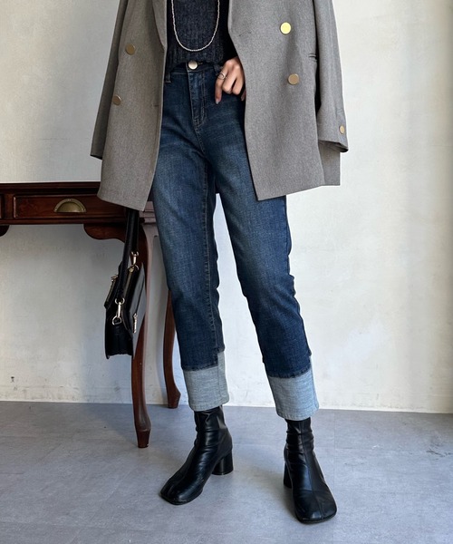 「DouDou」 スキニーデニムパンツ MEDIUM ブルー レディース_画像9