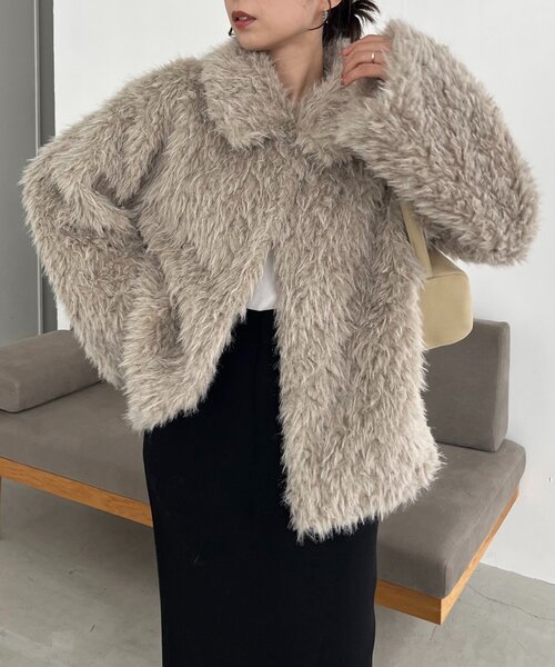 CAPRICIEUX LEMAGE MIXファースタンドカラーコート 36サイズ CAPRICIEUX LE'MAGE（カプリシューレマージュ） コート アウター