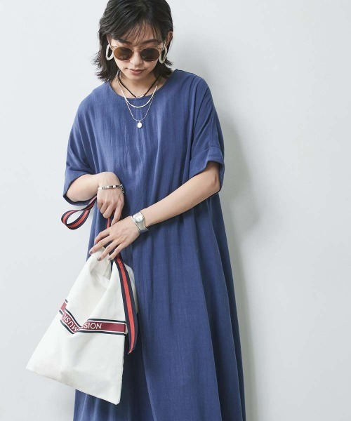 「CHIC STYLE」 半袖ワンピース 5L ベージュ レディース_画像8