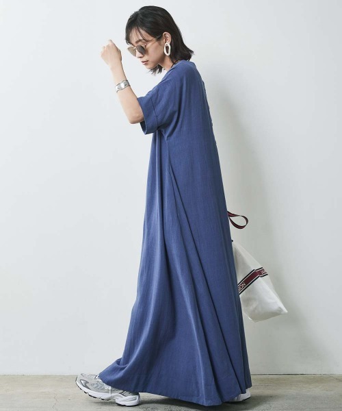 「CHIC STYLE」 半袖ワンピース 5L ベージュ レディース_画像9